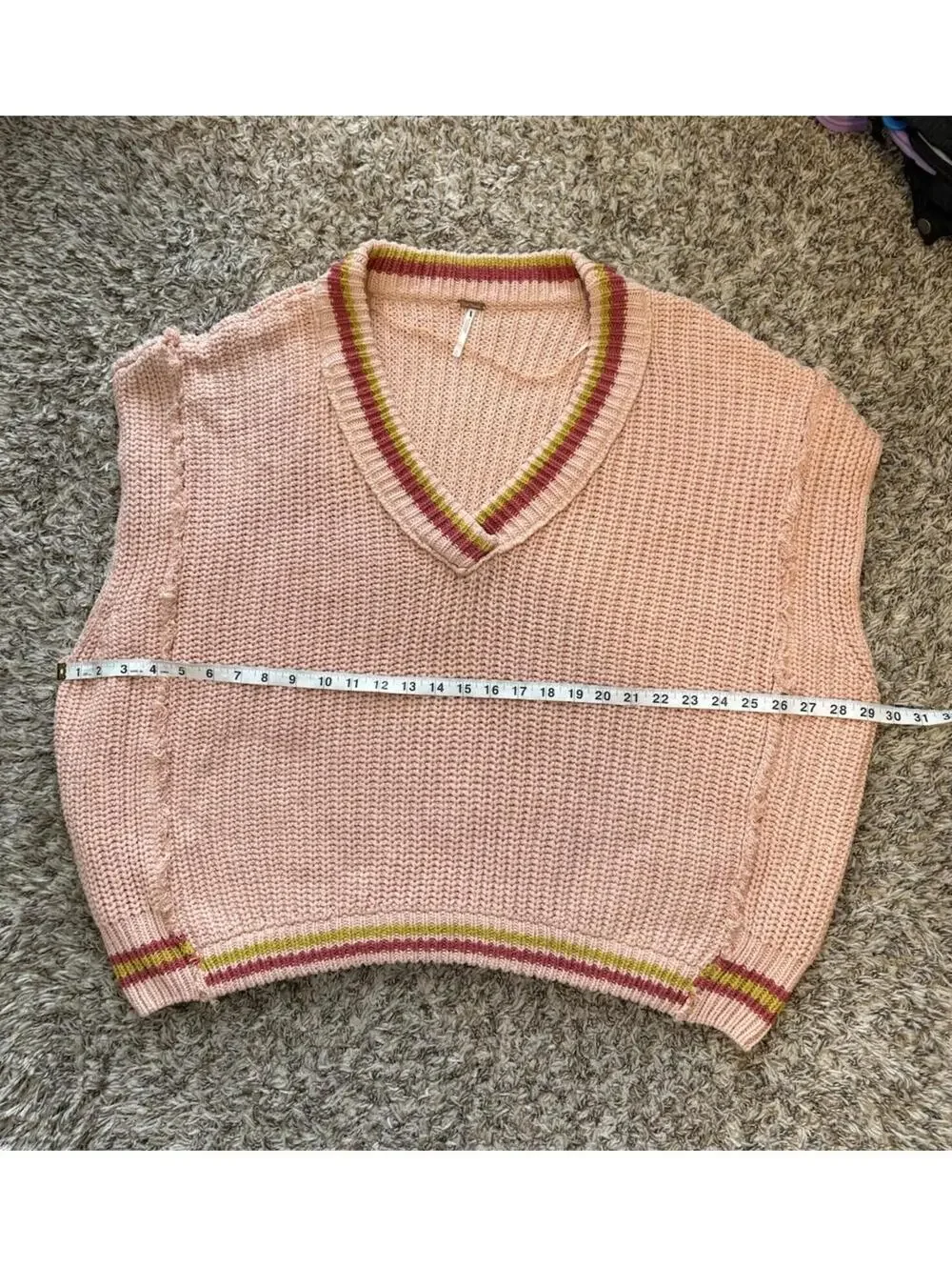 Free People Clyde Oversized Slouchy Sweater Vest Knit Coral Pink Women's Size XS - Picture 3 of 11